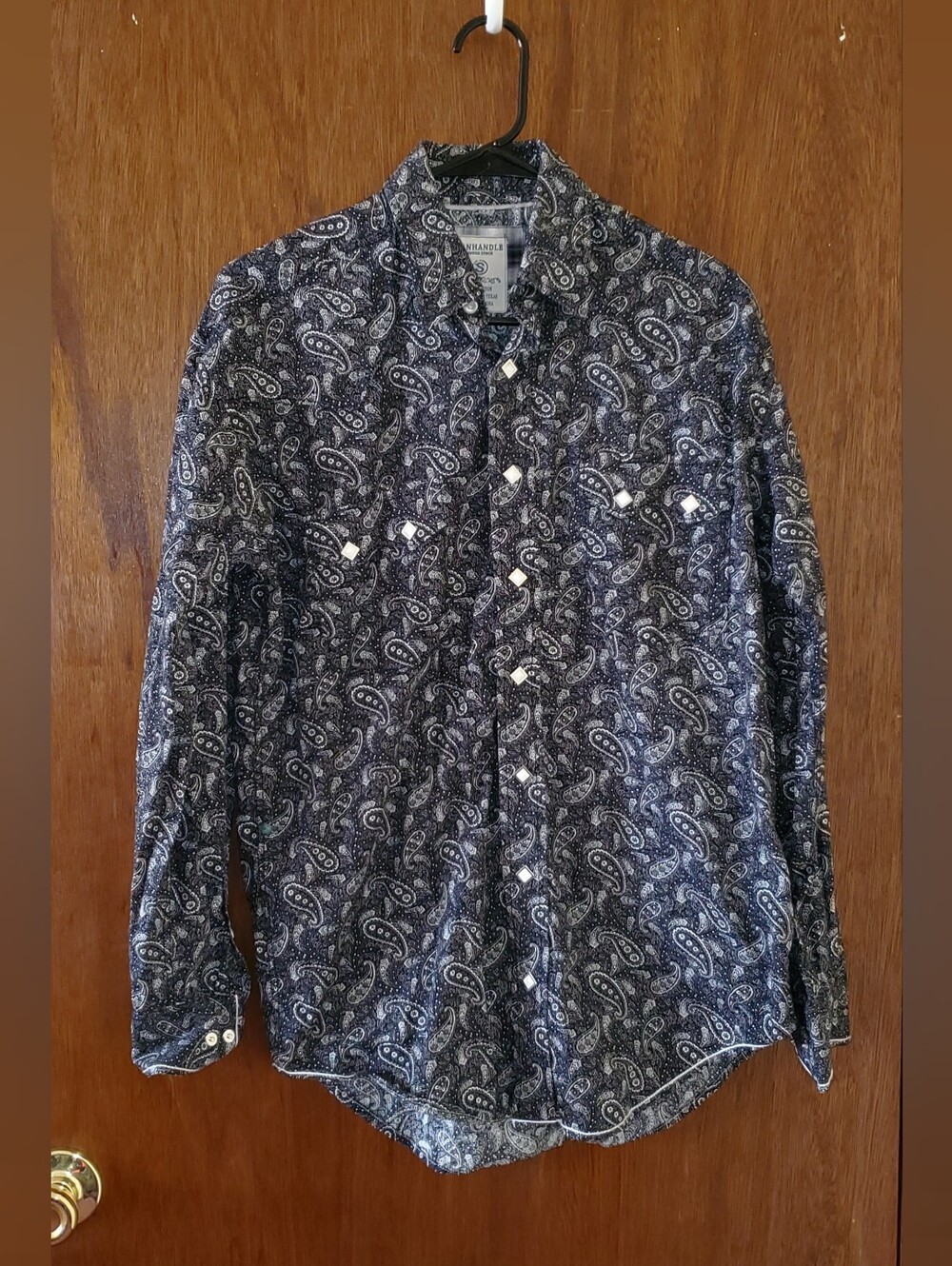 Panhandle Rough Stock Snap Front Paisley Print Long-Sleeve Shirt Sz Small